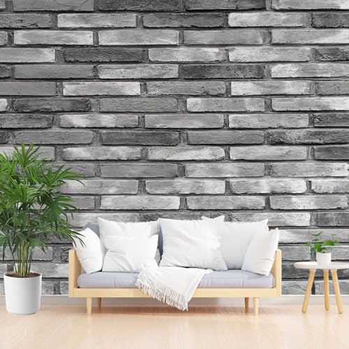 Tyafsgvqo Backsteinmauer Tapete, Grau Steinwand Selbstklebende Tapete Wasserfest Abwaschbar, Ziegelstein Steinoptik Vliestapete Küche Wohnzimmer Schlafzimmer Kinderzimmer 250x350 cm von Tyafsgvqo