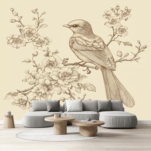 Tyafsgvqo Baumzweig Vogel Vliestapete 308x220 cm, Vintage Chinoiserie Selbstklebende Tapete, Wasserfest Fototapete, Bauernhaus Landhaus Tapete Wohnzimmer Schlafzimmer Kinderzimmer Küche Flur Tyafsgvqo Baumzweig Vogel Vliestapete 308x220 cm, Vintage Chinoiserie Selbstklebende Tapete, Wasserfest Fototapete, Bauernhaus Landhaus Tapete Wohnzimmer Schlafzimmer Kinderzimmer Küche Flur von Tyafsgvqo