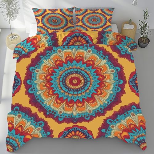 Tyafsgvqo Boho Mandala Bettbezug 155x220 cm, Indisch Böhmen Blumen Deckenbezug 3 Teilig Bügelfrei, Vintage Exotisch Bettwäsche Set Atmungsaktiv Kühlend Mikrofaser mit 2 Kissenbezug 80x80 cm Tyafsgvqo Boho Mandala Bettbezug 155x220 cm, Indisch Böhmen Blumen Deckenbezug 3 Teilig Bügelfrei, Vintage Exotisch Bettwäsche Set Atmungsaktiv Kühlend Mikrofaser mit 2 Kissenbezug 80x80 cm von Tyafsgvqo