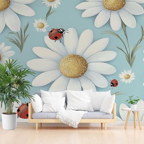 Tyafsgvqo Gänseblümchen Tapete Wasserfest, Marienkäfer Blumen Vliestapete Möbelfolie Selbstklebend, Rustikal Landhaus Fototapete Wandtapete Wohnzimmer Schlafzimmer Kinderzimmer Küche 390x280 cm Tyafsgvqo Gänseblümchen Tapete Wasserfest, Marienkäfer Blumen Vliestapete Möbelfolie Selbstklebend, Rustikal Landhaus Fototapete Wandtapete Wohnzimmer Schlafzimmer Kinderzimmer Küche 390x280 cm von Tyafsgvqo