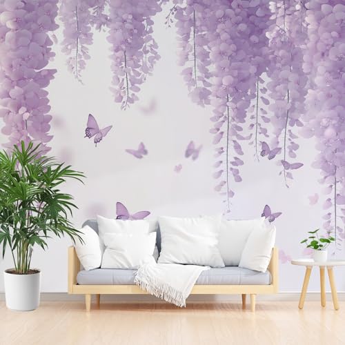 Tyafsgvqo Glyzinie Vliestapete 308x220 cm, Schmetterling Blumen Selbstklebende Tapete, Wasserfest Fototapete, Natur Landhausstil Tapete Wohnzimmer Schlafzimmer Kinderzimmer Küche Wanddeko Tyafsgvqo Glyzinie Vliestapete 308x220 cm, Schmetterling Blumen Selbstklebende Tapete, Wasserfest Fototapete, Natur Landhausstil Tapete Wohnzimmer Schlafzimmer Kinderzimmer Küche Wanddeko von Tyafsgvqo