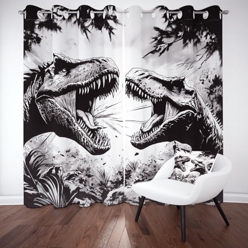 Tyafsgvqo Jurassic Dinosaurier Vorhange Blickdicht 2er Set, Dschungel Dino Gardinen mit Ösen Primitive Tiermotiv Verdunklungsvorhänge 90 cm Lang 65 Breit Thermovorhang Wohnzimmer Schlafzimmer Tyafsgvqo Jurassic Dinosaurier Vorhange Blickdicht 2er Set, Dschungel Dino Gardinen mit Ösen Primitive Tiermotiv Verdunklungsvorhänge 90 cm Lang 65 Breit Thermovorhang Wohnzimmer Schlafzimmer von Tyafsgvqo