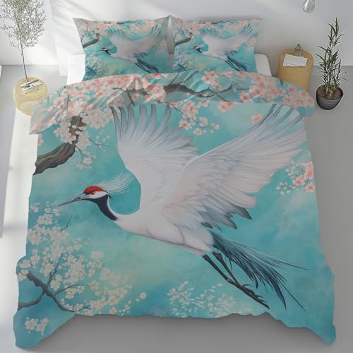 Tyafsgvqo Kranich Kirschblüten Bettbezug 155x220 cm, Japanischer Stil Deckenbezug 3 Teilig Bügelfrei, Tradition Kultur Kunst Bettwäsche Set Atmungsaktiv Kühlend Mikrofaser mit 2 Kissenbezug 80x80 cm Tyafsgvqo Kranich Kirschblüten Bettbezug 155x220 cm, Japanischer Stil Deckenbezug 3 Teilig Bügelfrei, Tradition Kultur Kunst Bettwäsche Set Atmungsaktiv Kühlend Mikrofaser mit 2 Kissenbezug 80x80 cm von Tyafsgvqo