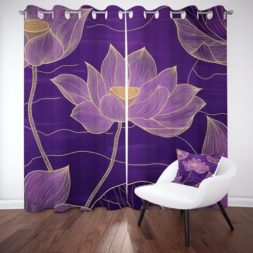 Tyafsgvqo Lotus Gardinen Blickdicht, Elegant Vintage Blumen Vorhänge 2er Set mit Ösen, Lila Blumenmotiv Thermovorhang 260x140 cm Verdunklungs Kälteschutz fur Wohnzimmer Schlafzimmer Tyafsgvqo Lotus Gardinen Blickdicht, Elegant Vintage Blumen Vorhänge 2er Set mit Ösen, Lila Blumenmotiv Thermovorhang 260x140 cm Verdunklungs Kälteschutz fur Wohnzimmer Schlafzimmer von Tyafsgvqo