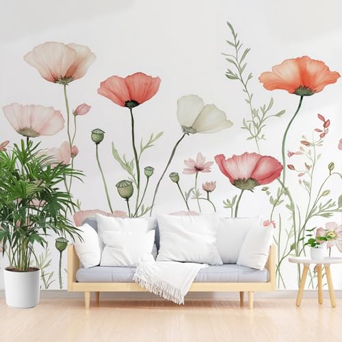 Tyafsgvqo Mohnblume Vliestapete 308x220 cm, Natur Pflanzen Floral Selbstklebende Tapete, Wasserfest Fototapete, Landhaus Frühlingsblumen Tapete Wohnzimmer Schlafzimmer Kinderzimmer Küche Wanddeko Tyafsgvqo Mohnblume Vliestapete 308x220 cm, Natur Pflanzen Floral Selbstklebende Tapete, Wasserfest Fototapete, Landhaus Frühlingsblumen Tapete Wohnzimmer Schlafzimmer Kinderzimmer Küche Wanddeko von Tyafsgvqo