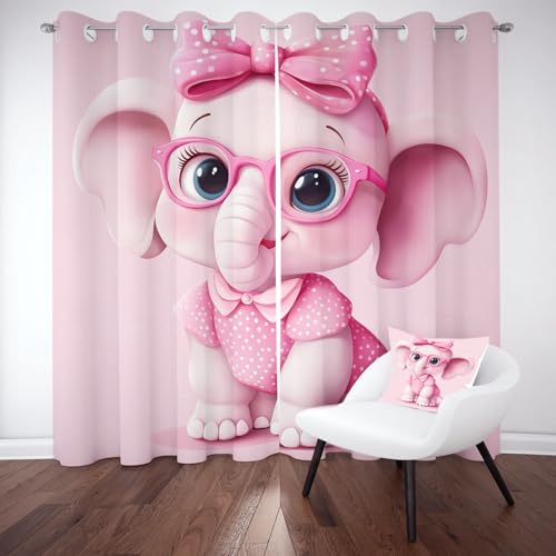 Tyafsgvqo Niedlich Elefant Verdunkelungsvorhange 2er Set, Süß Tiermotiv Vorhänge Wohnzimmer 137x117 cm Kinder Karikatur Tier Gardine Blickdicht Kälteschutz mit Ösen Schlafzimmer Fensterdekoration Tyafsgvqo Niedlich Elefant Verdunkelungsvorhange 2er Set, Süß Tiermotiv Vorhänge Wohnzimmer 137x117 cm Kinder Karikatur Tier Gardine Blickdicht Kälteschutz mit Ösen Schlafzimmer Fensterdekoration von Tyafsgvqo