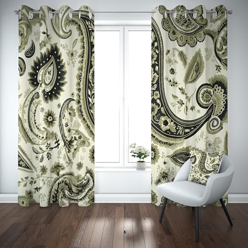 Tyafsgvqo Paisley Vorhang mit Ösen 2er Set, Boho Pflanzen Blumen Gardinen Wohnzimmer 245x70 cm, Abstrakte Botanisch Verdunkelungsvorhange Blickdicht Schlafzimmer Thermo Schallschutz Blackout Curtain Tyafsgvqo Paisley Vorhang mit Ösen 2er Set, Boho Pflanzen Blumen Gardinen Wohnzimmer 245x70 cm, Abstrakte Botanisch Verdunkelungsvorhange Blickdicht Schlafzimmer Thermo Schallschutz Blackout Curtain von Tyafsgvqo