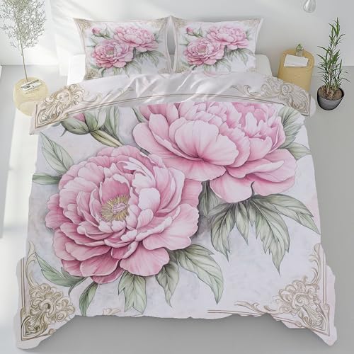 Tyafsgvqo Pfingstrose Bettwäsche 135x200 3 Teilig, Vintage Elegant Blüten Bettbezug Weich & Atmungsaktiv, Aesthetic Blumen Muster Bettwäsche Set, Wendebettwäsche mit 2 Kissenbezug 80x80 Tyafsgvqo Pfingstrose Bettwäsche 135x200 3 Teilig, Vintage Elegant Blüten Bettbezug Weich & Atmungsaktiv, Aesthetic Blumen Muster Bettwäsche Set, Wendebettwäsche mit 2 Kissenbezug 80x80 von Tyafsgvqo