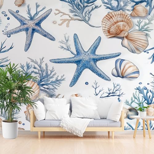 Tyafsgvqo Seestern Muschel Tapete Wasserfest, Ozean Meeresleben Vliestapete Möbelfolie Selbstklebend, Marine Nautische Fototapete Wandtapete Wohnzimmer Schlafzimmer Kinderzimmer Küche 390x280 cm Tyafsgvqo Seestern Muschel Tapete Wasserfest, Ozean Meeresleben Vliestapete Möbelfolie Selbstklebend, Marine Nautische Fototapete Wandtapete Wohnzimmer Schlafzimmer Kinderzimmer Küche 390x280 cm von Tyafsgvqo