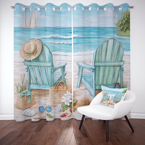 Tyafsgvqo Strand Loungesessel Verdunkelungsvorhange 2er Set, Sommer Küste Vorhänge Wohnzimmer 137x117 cm Exotisch Hawaii Urlaub Gardine Blickdicht Kälteschutz mit Ösen Schlafzimmer Fensterdekoration Tyafsgvqo Strand Loungesessel Verdunkelungsvorhange 2er Set, Sommer Küste Vorhänge Wohnzimmer 137x117 cm Exotisch Hawaii Urlaub Gardine Blickdicht Kälteschutz mit Ösen Schlafzimmer Fensterdekoration von Tyafsgvqo