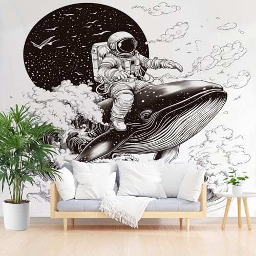 Tyafsgvqo Wal Astronaut Selbstklebende Tapete, Handgezeichnet Illustration Vliestapete Wasserfest Abwaschbare, Schwarz Weiß Tapete Fototapete Wohnzimmer Schlafzimmer Küche Wanddeko 280x400 cm Tyafsgvqo Wal Astronaut Selbstklebende Tapete, Handgezeichnet Illustration Vliestapete Wasserfest Abwaschbare, Schwarz Weiß Tapete Fototapete Wohnzimmer Schlafzimmer Küche Wanddeko 280x400 cm von Tyafsgvqo