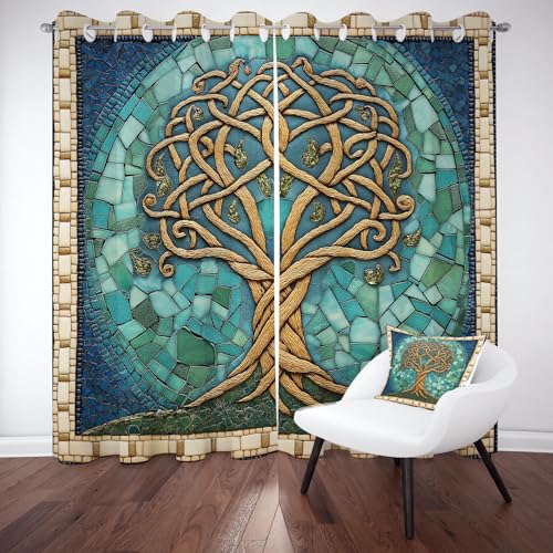 Tyafsgvqo Wikinger Baum des Lebens Gardinen Blickdicht, Böhmen Pflanzen Vorhänge 2er Set mit Ösen, Exotisch Mystische Thermovorhang 245x140 cm Verdunklungs Kälteschutz fur Wohnzimmer Schlafzimmer Tyafsgvqo Wikinger Baum des Lebens Gardinen Blickdicht, Böhmen Pflanzen Vorhänge 2er Set mit Ösen, Exotisch Mystische Thermovorhang 245x140 cm Verdunklungs Kälteschutz fur Wohnzimmer Schlafzimmer von Tyafsgvqo