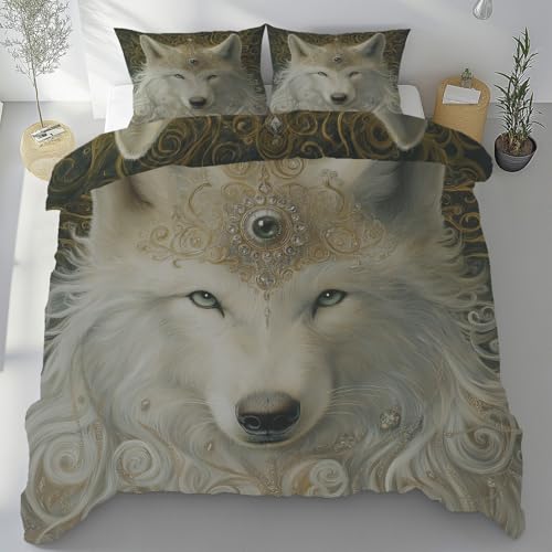 Tyafsgvqo Wolf Bettbezug 155x220 cm, Exotisch Tiermotiv Deckenbezug 3 Teilig Bügelfrei, Böhmen Wolf Wildtier Bettwäsche Set Atmungsaktiv Kühlend Mikrofaser mit 2 Kissenbezug 80x80 cm Tyafsgvqo Wolf Bettbezug 155x220 cm, Exotisch Tiermotiv Deckenbezug 3 Teilig Bügelfrei, Böhmen Wolf Wildtier Bettwäsche Set Atmungsaktiv Kühlend Mikrofaser mit 2 Kissenbezug 80x80 cm von Tyafsgvqo