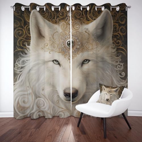 Tyafsgvqo Wolf Gardinen Blickdicht, Exotisch Tiermotiv Vorhänge 2er Set mit Ösen, Böhmen Wolf Wildtier Thermovorhang 260x140 cm Verdunklungs Kälteschutz fur Wohnzimmer Schlafzimmer Tyafsgvqo Wolf Gardinen Blickdicht, Exotisch Tiermotiv Vorhänge 2er Set mit Ösen, Böhmen Wolf Wildtier Thermovorhang 260x140 cm Verdunklungs Kälteschutz fur Wohnzimmer Schlafzimmer von Tyafsgvqo
