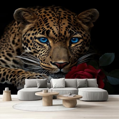 Vliestapete Safari Leopard Selbstklebende Fototapete Gepard Rose Tapete Schlafzimmer 3d Effekt Tiermotiv Wandtapete Wohnzimmer Kinderzimmer Wasserfest Möbelfolie Küche Flur 308x220 cm von Tyafsgvqo