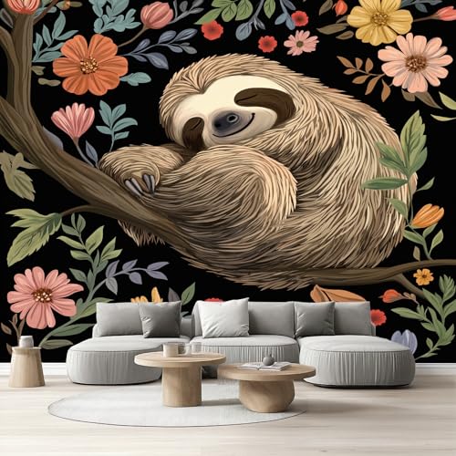 Vliestapete Süße Faultier Selbstklebende Fototapete Niedlich Tier Blumen Tapete Schlafzimmer Cartoon Waldtiere Wandtapete Wohnzimmer Kinderzimmer Wasserfest Möbelfolie Küche Flur 308x220 cm Vliestapete Süße Faultier Selbstklebende Fototapete Niedlich Tier Blumen Tapete Schlafzimmer Cartoon Waldtiere Wandtapete Wohnzimmer Kinderzimmer Wasserfest Möbelfolie Küche Flur 308x220 cm von Tyafsgvqo