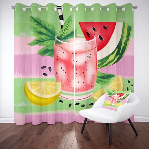 Wassermelone Zitrone Gardinen Blickdicht 240x132, Sommer Obst Getränk Vorhänge Schlafzimmer 2er Set, Aquarell Tropische Frücht Verdunkelungsvorhange Wohnzimmer mit Ösen Thermo Kälteschutz Schallschutz Wassermelone Zitrone Gardinen Blickdicht 240x132, Sommer Obst Getränk Vorhänge Schlafzimmer 2er Set, Aquarell Tropische Frücht Verdunkelungsvorhange Wohnzimmer mit Ösen Thermo Kälteschutz Schallschutz von Tyafsgvqo
