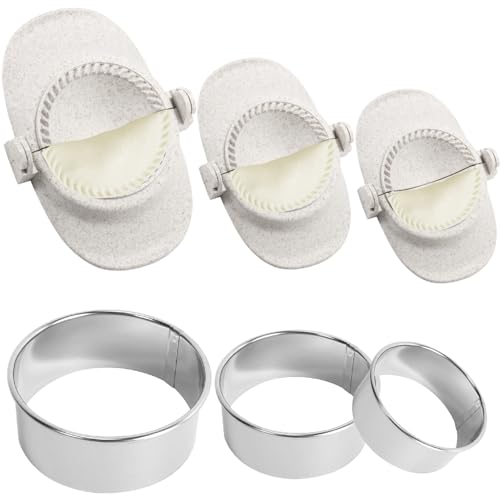 Tyafzzn Ravioli-Dumpling-Maker-Set, Bestehend aus 3 Teigtaschenformen und 3 Teigausstechern (mit den Maßen von 7 cm, 8 cm und 11 cm), Lebensmittelechten Ravioli-Ausstechern von Tyafzzn