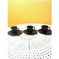 French Country Black Arcoroc Frankreich Achteckiges Form-Tee-Set Mit 3 Nummern N12 36 von TyandStacyTreasures