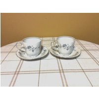 Johann Haviland Bavaria Blaue Girlande Porzellan Teetasse Mit Untertasse Set | 2Er Set von TyandStacyTreasures