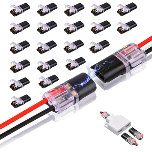 Tyatocepy 20 Stück Doppeldraht-Steckverbinder, Steckbare 2-Polige 2-Wege-LED-Kabelverbinder, mit Verriegelungsschnalle, Schnelle Kabelverbinder, Langlebig, Einfach zu Bedienen von Tyatocepy