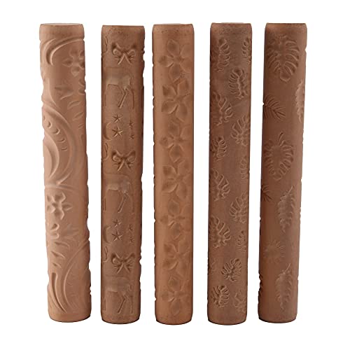 Tyatocepy 5-teiliges Set Töpferwerkzeuge, Textur-Ton, Modellierrollen, Griff-Set aus Holz, Töpferei, Werkzeuge, mit 5 verschiedenen Modellen Tyatocepy 5-teiliges Set Töpferwerkzeuge, Textur-Ton, Modellierrollen, Griff-Set aus Holz, Töpferei, Werkzeuge, mit 5 verschiedenen Modellen von Tyatocepy