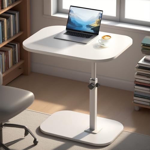 Verstellbarer C-förmiger Beistelltisch – Sofa-Beistelltisch mit Dreh-Design, höhenverstellbares TV-Tablett, passt unter die Couch – modernes Weiß für Wohnzimmer von Tyawula