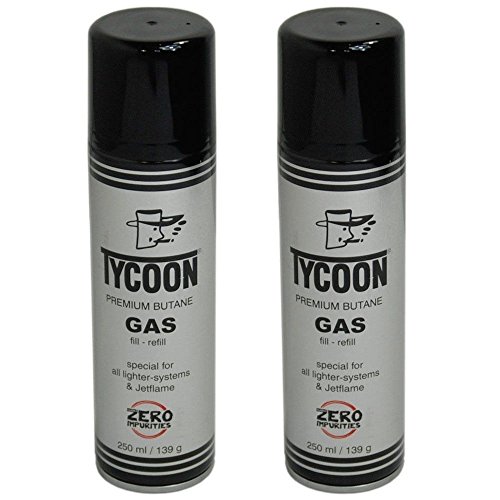 Tycoon Feuerzeuggas Gas 2X Dosen Set Jetflame Butangas Nachfülldose 250ml Dose von Tycoon