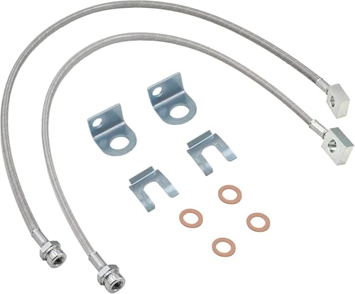89702 Edelstahl-Bremsleitungen vorne, 66 cm, kompatibel mit 87-06 Jeep TJ/YJ/XJ mit 10,2 cm - 15,2 cm Federhebe-Sets (2 Stück) von TycoonWon
