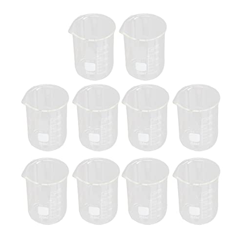 10 Stück Messbecher Glas Becherglas, 250ml Abgestufter Labor Becherglas Set Borosilikatglas Glasbecher mit klare Ausguss Für Experimente Und Labormessungen von Tyenaza