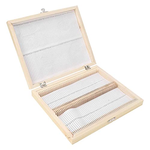 100 Stücke Microscope Slide Box, Holz Rutsche Aufbewahrungsbox Biologie Objektträger Halter Wissenschaftliche Objektträger Box mit Nummerierten Slots für Vorbereitete Objektträger von Tyenaza