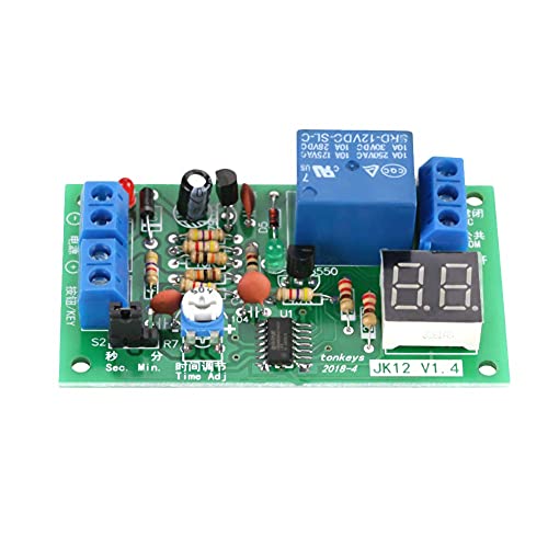 12V Zeitschalter, DC 12V Nachlaufrelais Modul 1-99s / 1-99min mit Digital Led Anzeige Countdown Timing Delay Timer Schalter Einstellbar ON/OFF Zeitschalter von Tyenaza