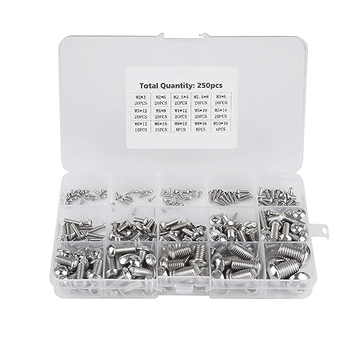 250 Stück Schrauben Set, M2 M2,5 M3 M4 M5 M6 M8 M10 Sechskopf schrauben, Edelstahl Innensechskantschrauben Muttern und Unterlegscheiben Sortiment Kit mit Aufbewahrungsbox 250 Stück Schrauben Set, M2 M2,5 M3 M4 M5 M6 M8 M10 Sechskopf schrauben, Edelstahl Innensechskantschrauben Muttern und Unterlegscheiben Sortiment Kit mit Aufbewahrungsbox von Tyenaza
