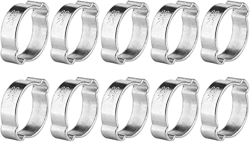 10 Stück Schlauchschellen Edelstahl, 5-23 mm Doppelohr-O-Clips Schlauchschellen, Einstellbare 2 Ohr Druckluftschlauch Schellen für Fule Benzin Rohr Schlauch(20–23 mm) von Tyenaza