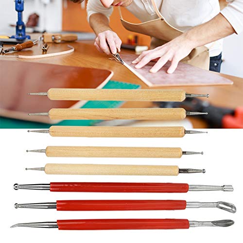 8Pcs Lederbearbeitung Modellieren, Modellierpunkt Stylus Löffel Modellierlöffel Schnitzwerkzeug, Lederbearbeitung Werkzeug Set Lederwerkzeuge Lederbearbeitung von Tyenaza