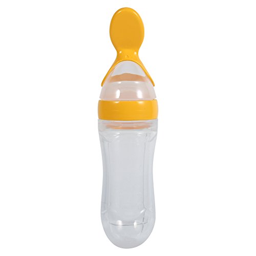90 ML Baby Löffel Flasche Squeeze Feeder Food Feeder Bottle, Silikon Fütterlöffel für Kinder Jungen Mädchen, Besteck fur Kinder (Gelb) von Tyenaza