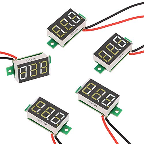 DC 2.4-30V Digital Voltmeter, 5pcs Weiß 0.36 Zoll Digital LED Panel Voltmeter, Zwei-Draht DC Volt Messgerät Spannungsmesser Tester von Tyenaza