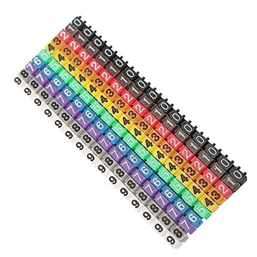 Kabelmarkierungsrohr, 150 Stück 0-9 Kabel Kabelmarkierungsset 10 Farben Nummernrohr Farbcodierte Kabel aus Kunststoff Drahtnummer-Etikett Rohrkabelmarkierer-Set zur Digitaler Kabelmarkierer(1.5MM) von Tyenaza