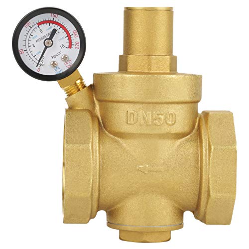 Druckminderer Wasser, DN50 Messing Einstellbare Wasserdruckminderer mit Manometer,1.6 MPa Druckminderer für Wasser überdruckventil Wasser Druckminderer, Wasserdruckminderer Boiler von Tyenaza