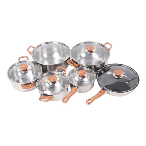 Edelstahl -Kochgeschirrset, Pots Pfannen -Set -Glas -Phenolplastik mit ergonomischem Griff Küchenkochgeschirrset für Suppe Edelstahl -Kochgeschirrset, Pots Pfannen -Set -Glas -Phenolplastik mit ergonomischem Griff Küchenkochgeschirrset für Suppe von Tyenaza