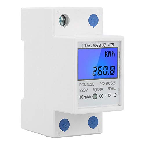 LCD Digitale Stromzähler, Stromzähler Hutschiene, Wechselstromzähler, Digital LCD 220V 5 (80) A 50 / 60Hz, 1-Phasiger 2-Poliger 2P-DIN-Schienen-Stromzähler LCD Digitale Stromzähler, Stromzähler Hutschiene, Wechselstromzähler, Digital LCD 220V 5 (80) A 50 / 60Hz, 1-Phasiger 2-Poliger 2P-DIN-Schienen-Stromzähler von Tyenaza