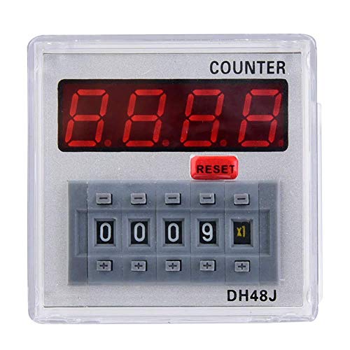 Tyenaza Elektronisches Zählerrelais DH48J-A, 11Pin Digitales Zähler Relais LED Display Klemmenrücksetzzähle Hochpräzisions Doppelanzeige Digital Zähler, 1-999900 (24VAC/DC) von Tyenaza