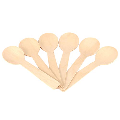 Holzlöffel 100 stück, Wooden Ice Cream Spoons, Mini Holzlöffel Einweg Holzlöffel EIS Teelöffel 10cm Besteck Besteck Bupplies, Iöffel für Trinkschokolade von Tyenaza