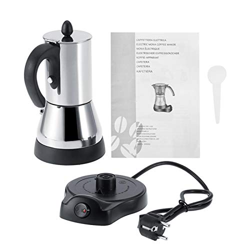 Tyenaza Elektrische Espressomaschine, Kaffee Mokkakanne 300ml Elektrischer Edelstahl Espresso Kaffee Mokkakanne Elektrische Kaffeemaschine EU Stecker 220V von Tyenaza