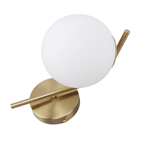 LED Wandleuchte Innen, 85-265V Rund Glas Wandlampe, Modernes Design Goldene E27-E26 Wandlampenfassung für Badezimmer, Wohnzimmer, Schlafzimmer, Flur von Tyenaza