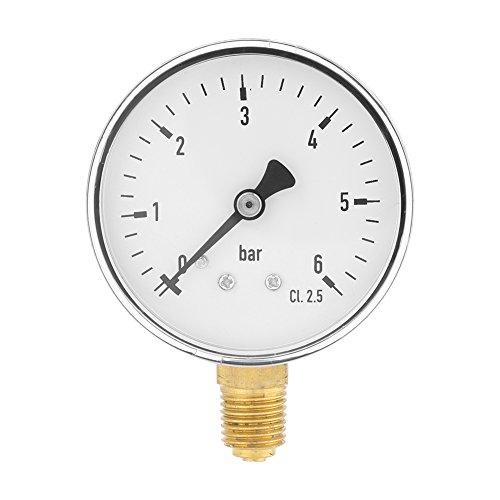 60mm Dia 0-6bar Pneumatische Hydraulische Manometer Meter, Manometer Meter Side Mount Pneumatische Und Hydraulische Allzweck Luft Öl Wasser Gas Piezometer 1/4 NPT Messing TS-60-6 von Tyenaza