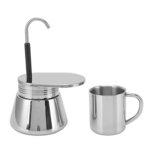 Mini Espresso Kaffeemaschine, Edelstahl Einzelauslauf Herdplatte Moka Kanne, Italienischer Espresso Perkolator Espressokocher Für Alle Elektrischen Keramik-Gasherde von Tyenaza