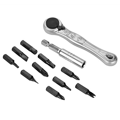 Ratschen-Steckschlüssel-Bits, tragbar 12 in 1 Mini 1/4" Schnell-Ratschen-Steckschlüssel- und Schraubendreher-Bits-Set für Haushalt und Autoreparatur von Tyenaza