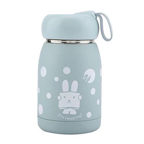 Thermos Wasserflasche Edelstahl Niedlich Kaninchen Muster Vakuumbecher Becher Thermosbecher Wasserflasche Kaffee Tee Reisebecher(Blau) von Tyenaza