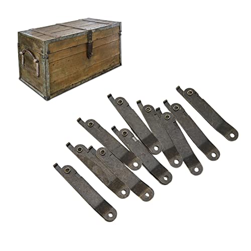 Tyenaza 10 Sets Klappstützscharnier, Antirust Iron Deckelstützenscharnier für Holzkisten Schmuckkofferschrank (66 x 11 mm) von Tyenaza